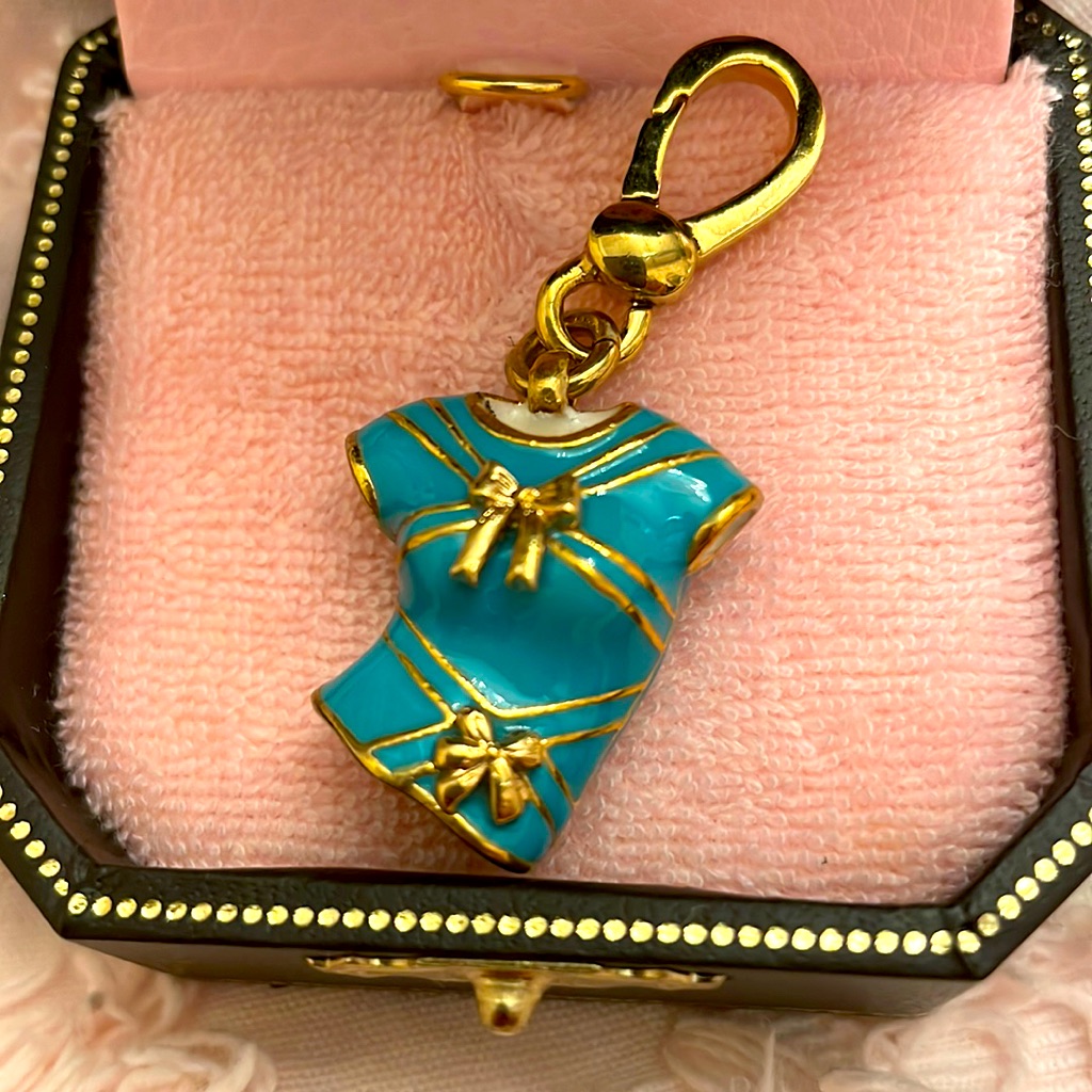 Juicy Couturet-Shirt With Bows Yjru1462 Aqua With Gold Bows Charm Nwt